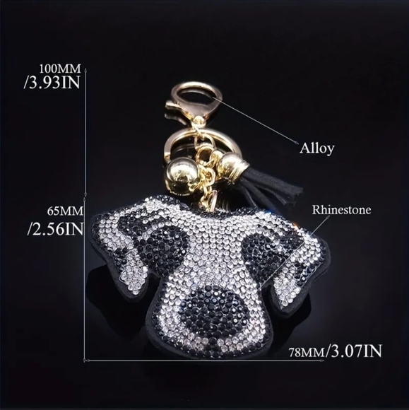 Bling Dog Crystal Rhinestone Keychain Bag Charm - Picture 5 of 5